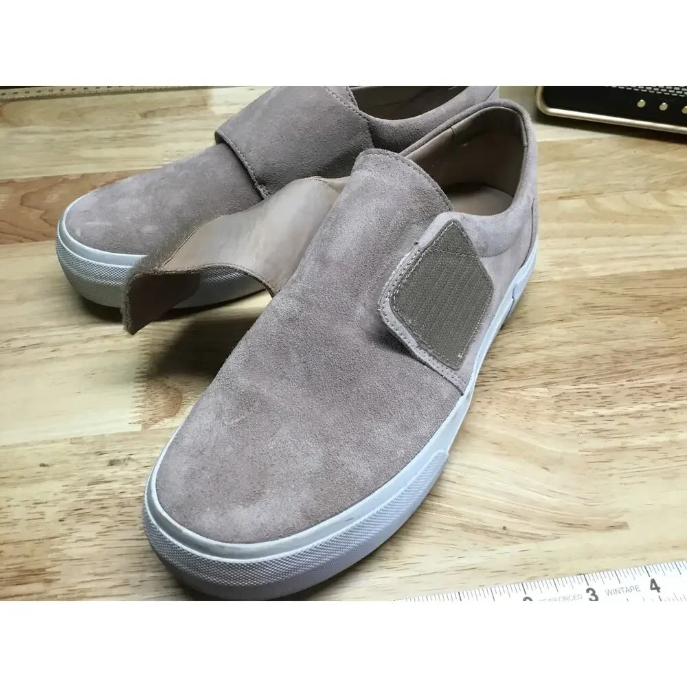 Vince Cage Platform Sneaker Women's 8 Gray Suede Hook & Loop Low Top Round Toe
